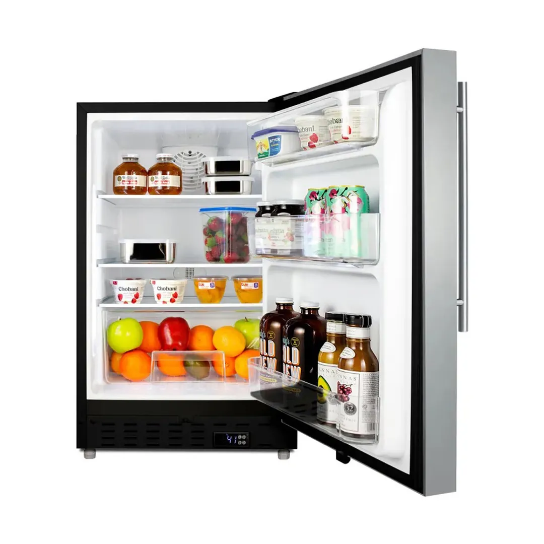 Summit ALR47BSSHV 20" Built-in or Freestanding Undercounter Refrigerator in Black, Stainless Steel Door, 3.5 cu. ft.