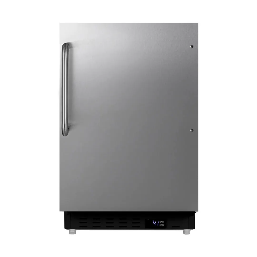 Summit ALR47BSSTB 20" Built-in or Freestanding Undercounter Refrigerator in Black, Stainless Steel Door, Towel Bar Handle, 3.5 cu. ft.