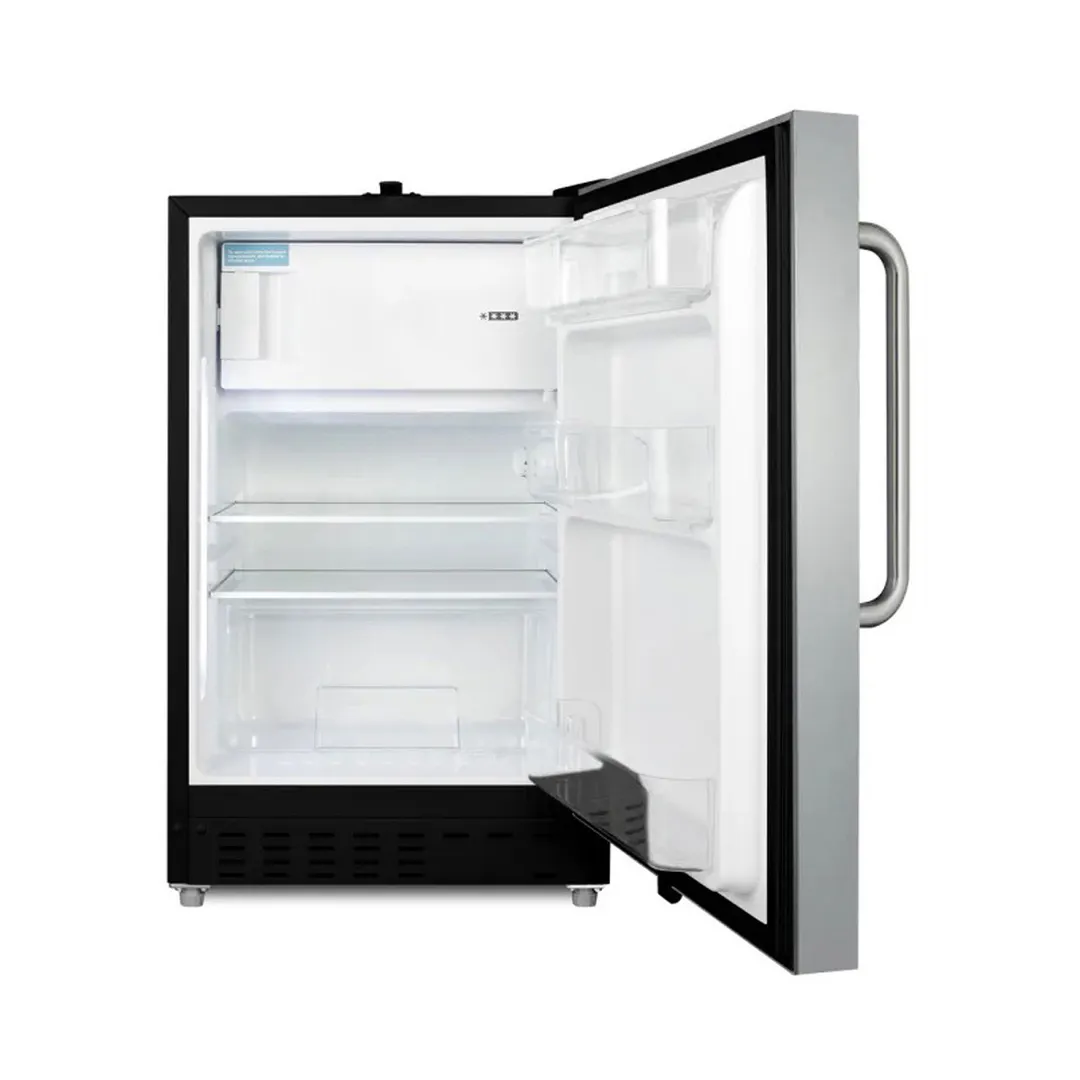 Summit ALRF49BCSS 20" Built-in or Freestanding Undercounter Refrigerator Freezer, Stainless Steel, 2.68 cu. ft.