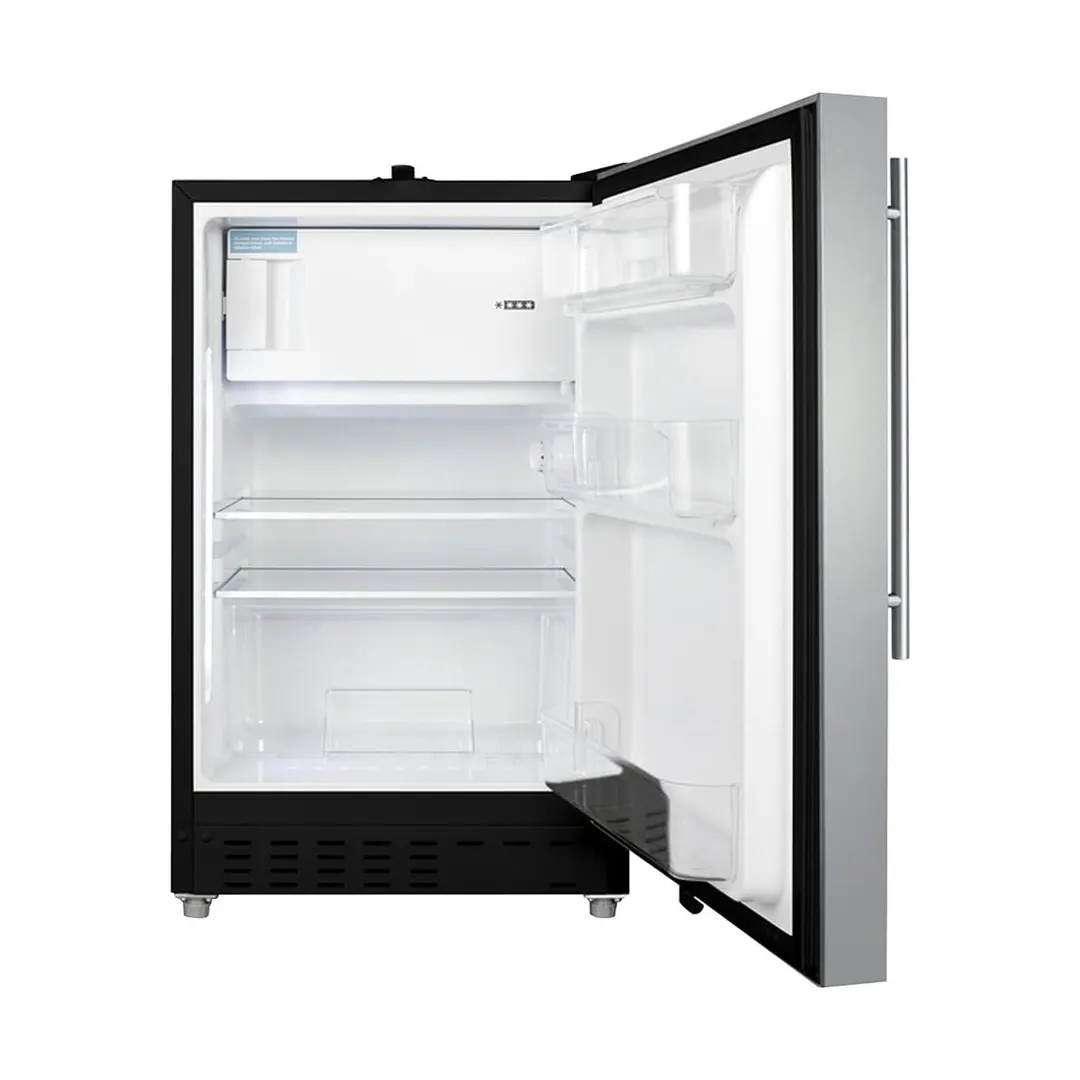 Summit ALRF49BSSHV 19" Undercounter Refrigerator Freezer in Black, w/ Stainless Steel Door, 2.68 cu. ft.