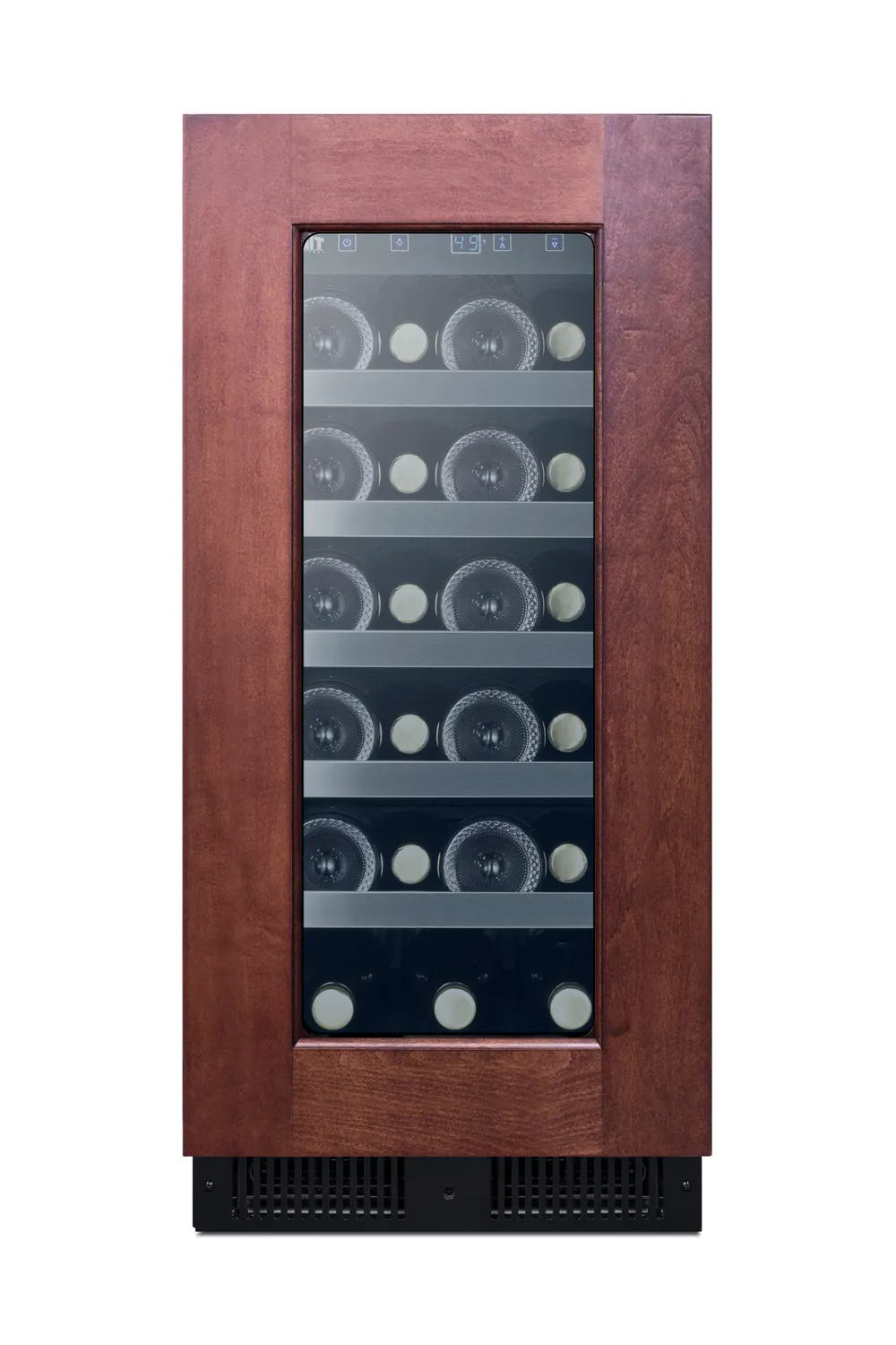 Summit ALWC15PNR - 2.2 Cu Ft Undercounter Wine Cooler, 15" Black, Glass Door, LED, Digital, Reversible