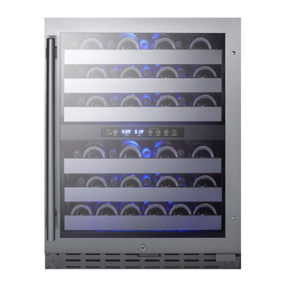 Summit ALWC532 24" Glass Door Wine Refrigerator, Dual Temperature, 46 Bottles