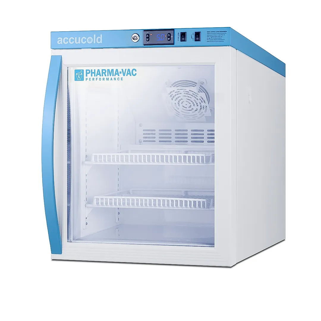 Accucold ARG2PV456 18.5" Glass Door Refrigerator, 1.94 Cu.ft. White NSF 456, +2 To +8°C Alarms R600a