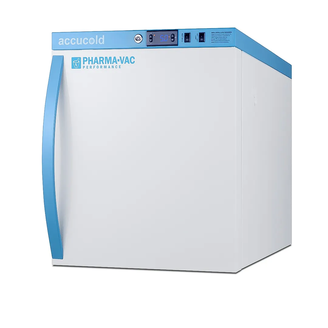 Accucold ARS2PV 18.5" White Solid Door Refrigerator, 1.94 Cu.ft +2‑8°C Range, 2 Wire Shelves Defrost