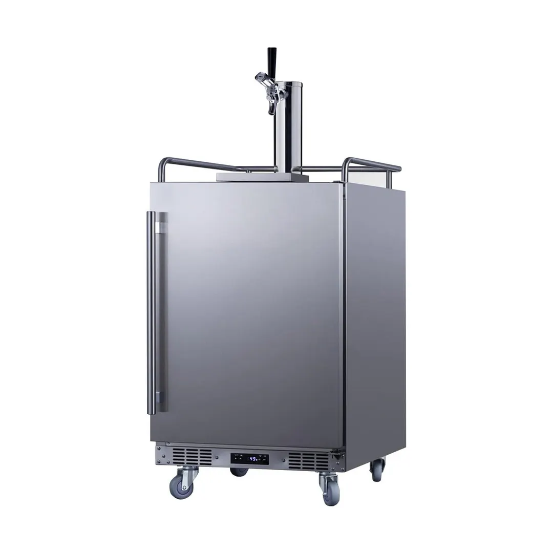 Summit BC74OSCOM 24" 5.6 Cu Ft 3‑Keg Draft Beer Cooler, SS Compressor, +34°‑+68°F, Defrost, Tap Kit