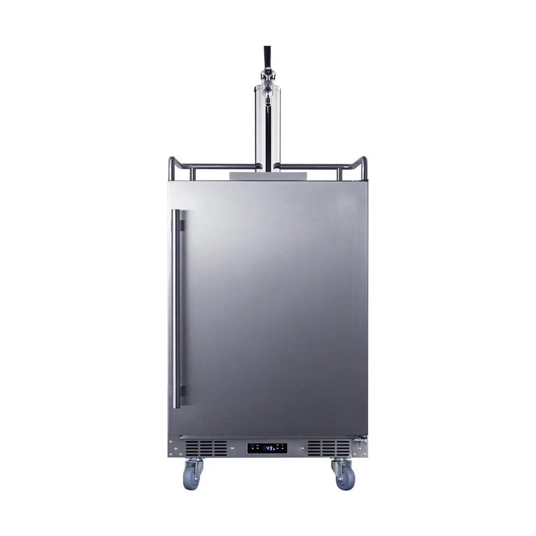 Summit BC74OSCOM 24" 5.6 Cu Ft 3‑Keg Draft Beer Cooler, SS Compressor, +34°‑+68°F, Defrost, Tap Kit