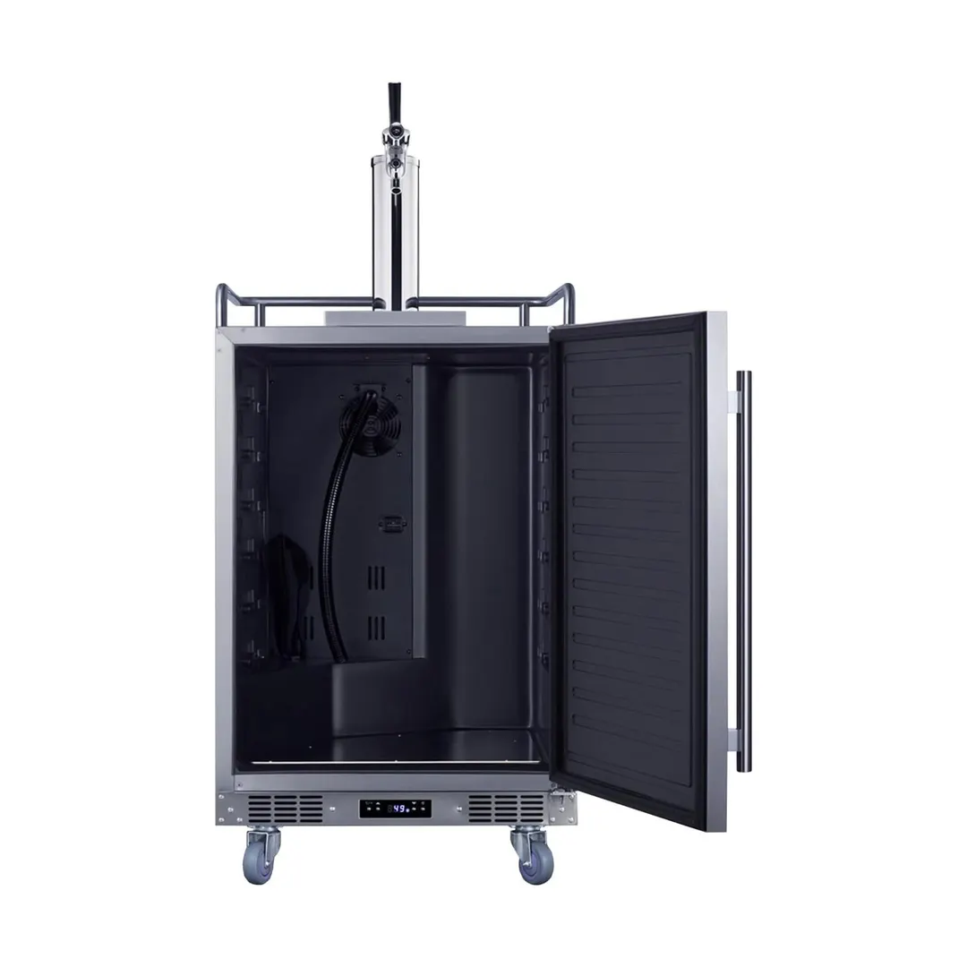 Summit BC74OSCOM 24" 5.6 Cu Ft 3‑Keg Draft Beer Cooler, SS Compressor, +34°‑+68°F, Defrost, Tap Kit