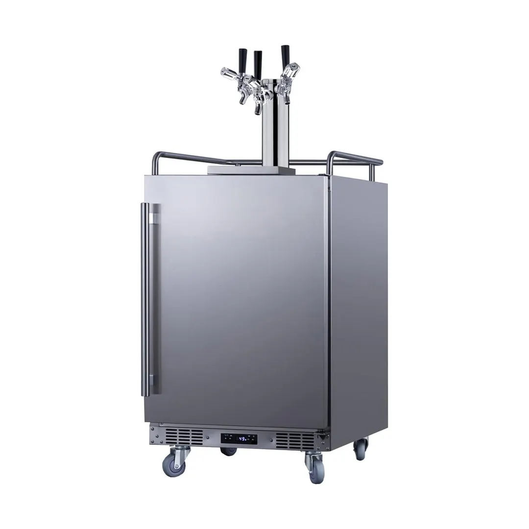 Summit BC74OSCOMTRIPLE 24" Stainless Keg Cooler, 5.6 Cu Ft, 3-Tap 1/6-Barrel Beer, Front Door