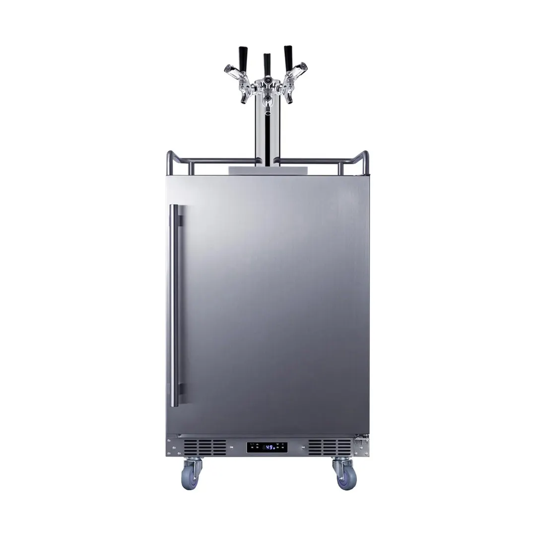 Summit BC74OSCOMTRIPLE 24" Stainless Keg Cooler, 5.6 Cu Ft, 3-Tap 1/6-Barrel Beer, Front Door