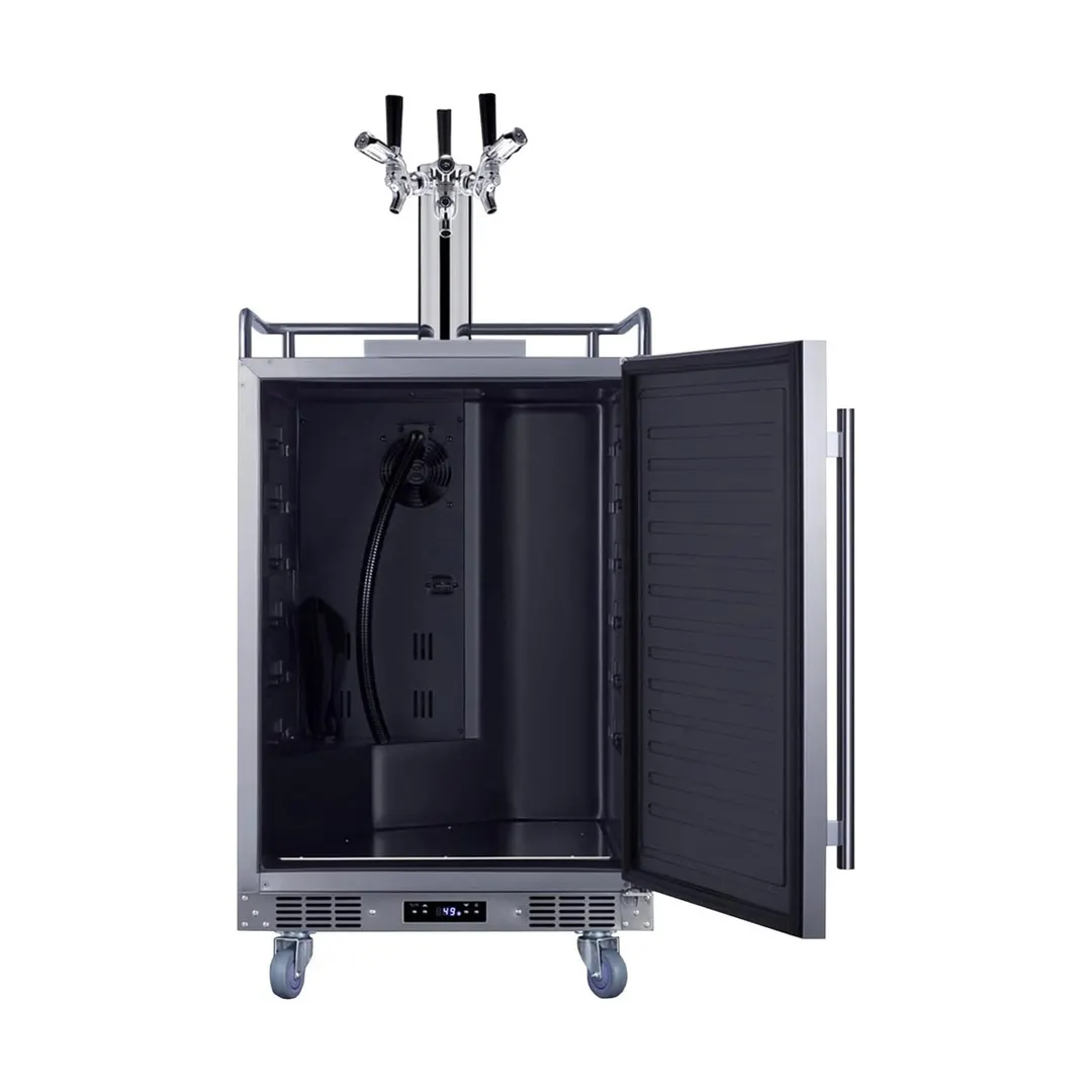 Summit BC74OSCOMTRIPLE 24" Stainless Keg Cooler, 5.6 Cu Ft, 3-Tap 1/6-Barrel Beer, Front Door