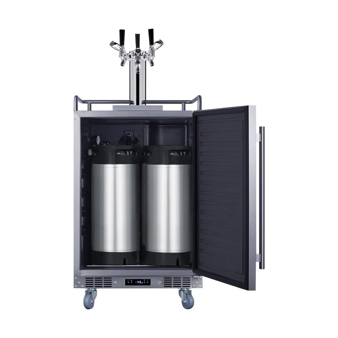 Summit BC74OSCOMTRIPLE 24" Stainless Keg Cooler, 5.6 Cu Ft, 3-Tap 1/6-Barrel Beer, Front Door