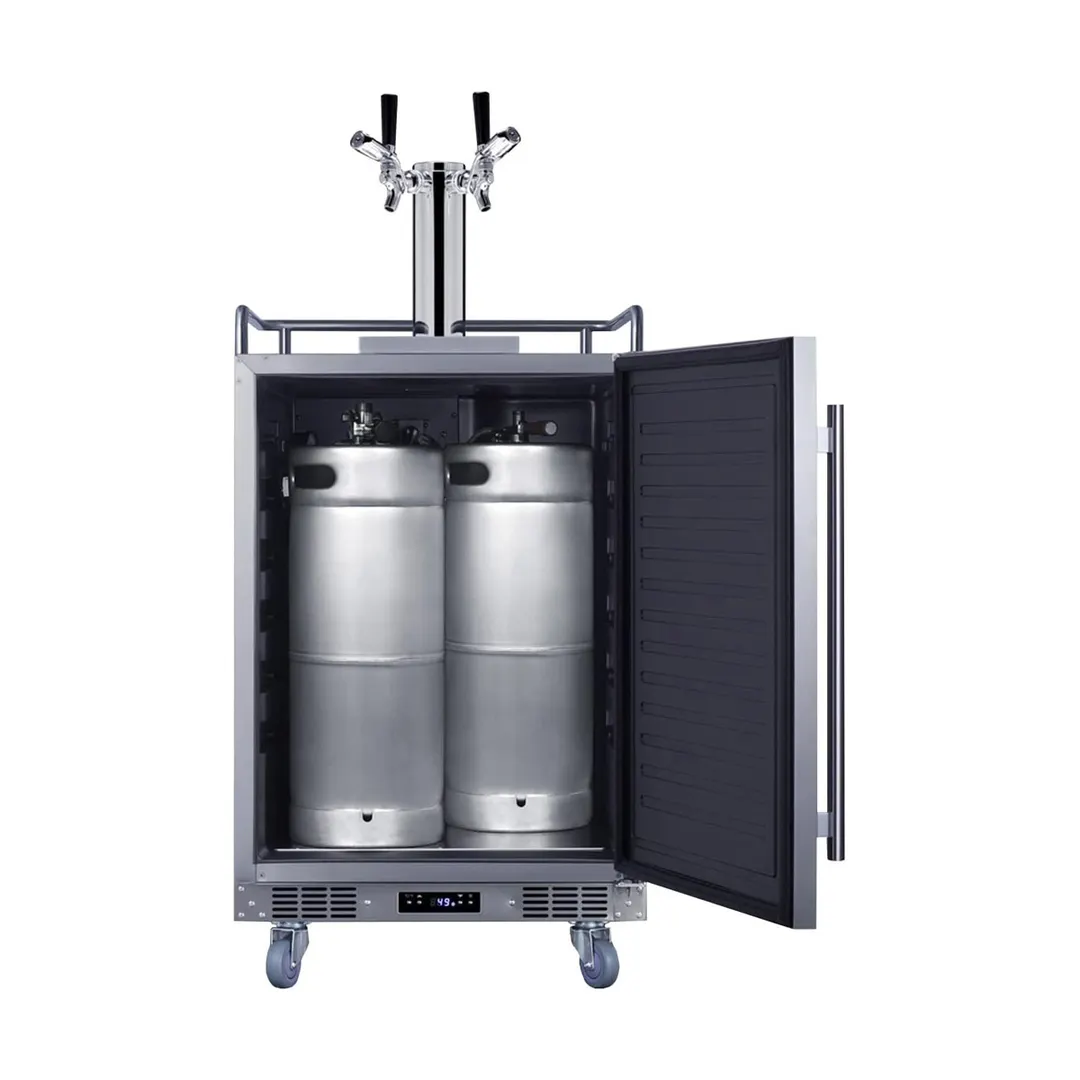 Summit BC74OSCOMTWIN - 24" Draft Beer Cooler, 5.6 cu ft, 3‑Keg, 2‑Tap Sankey, Reversible Door
