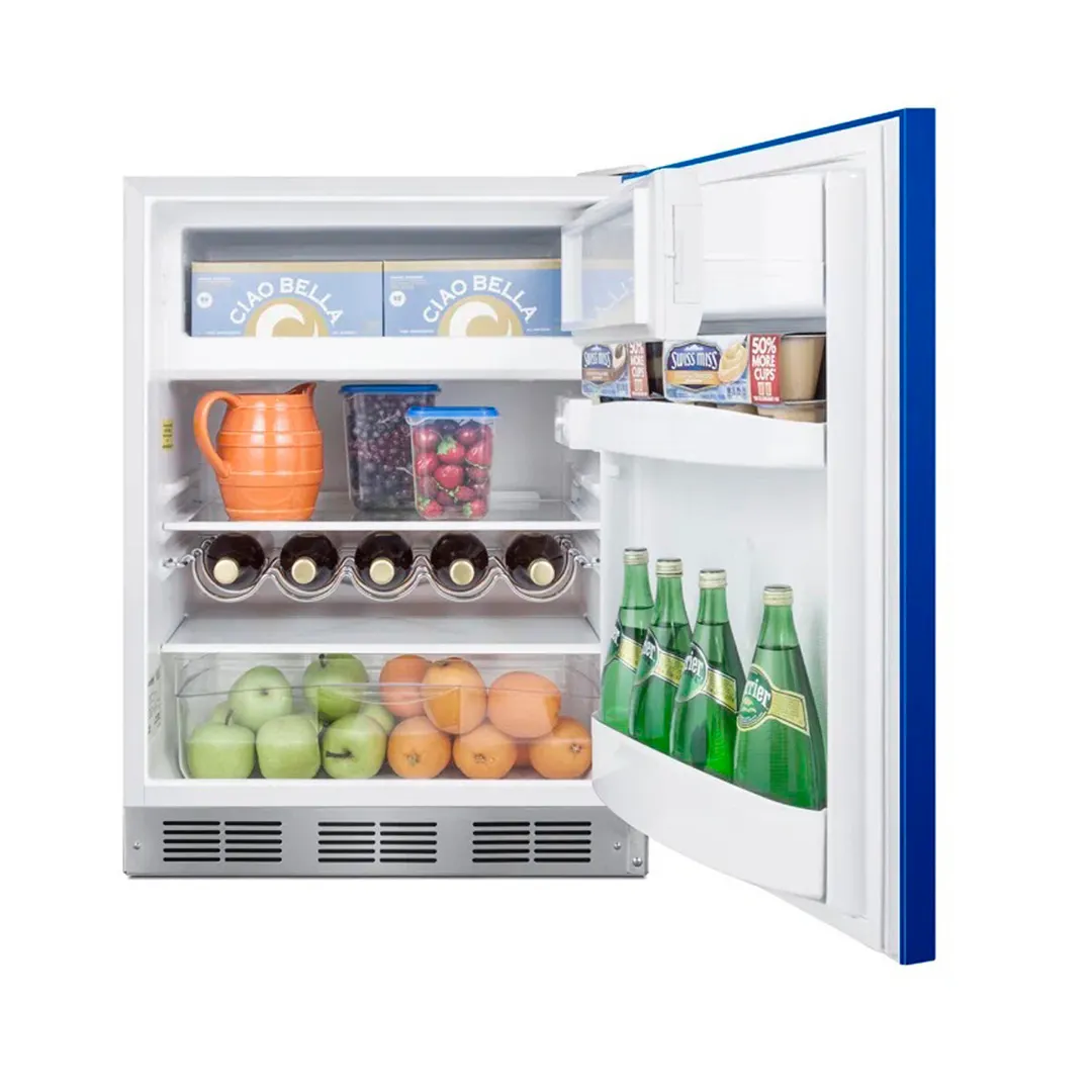 Summit BRF631BKB 23" Undercounter Freezer in Black, w/ Cobalt Blue Door, 5.1 cu. ft.