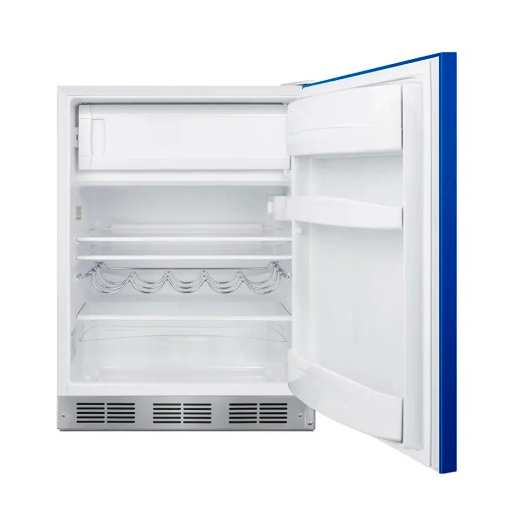 Summit BRF631BKB 23" Undercounter Freezer in Black, w/ Cobalt Blue Door, 5.1 cu. ft.