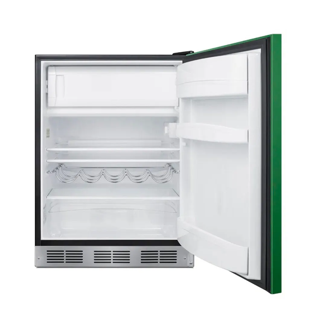 Summit BRF631BKG 23" Undercounter Freezer in Black, w/ Emerald Green Door, 5.1 cu. ft.