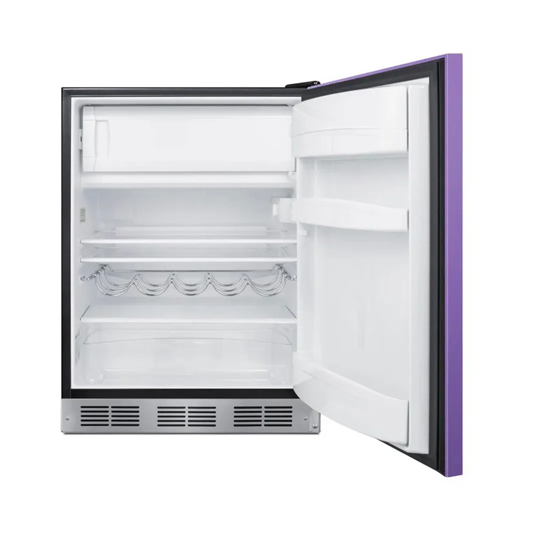 Summit BRF631BKP 23" Undercounter Freezer in Black, w/ Lavender Purple Door, 5.1 cu. ft.