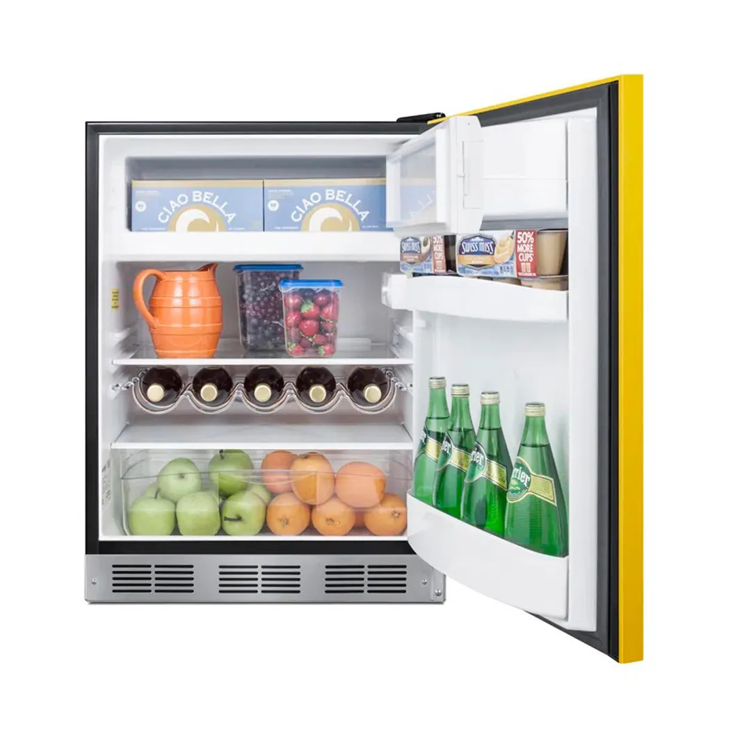 Summit BRF631BKY 23" Undercounter Freezer in Black, w/ Saffron Gold Door, 5.1 cu. ft.