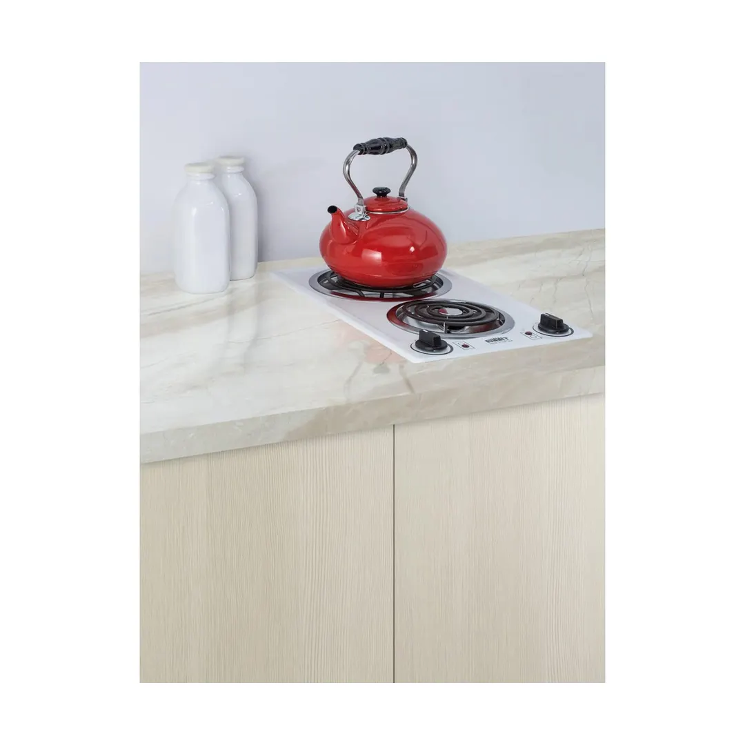 Summit CCE225WH 12" Electric Radiant Cooktop w/ (2) Spiral Burners, Manual Controls, White Porcelain, 1.625 kW, 230v