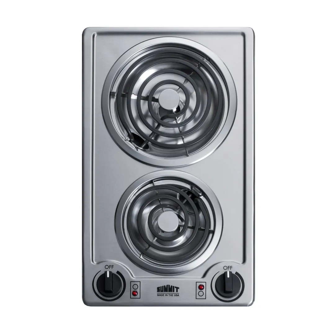 Summit CCE227SS 12" Electric Radiant Cooktop w/ (2) Spiral Burners, Manual Controls, Stainless Steel, 1.625 kW, 230v