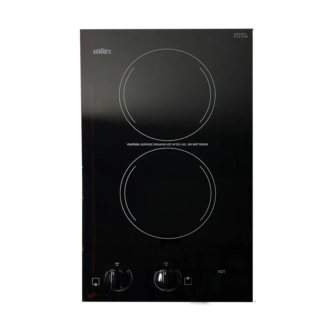 Summit CR2220B 12" Electric Radiant Cooktop w/ (2) Burners, Black Smooth Ceramic Glass Surface, 2.4 kW, 230v