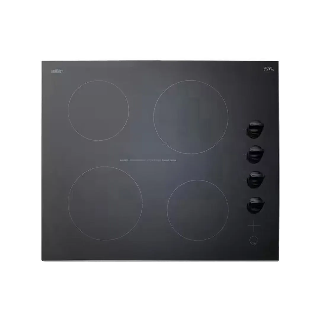 Summit CR4B242BK 24" Electric Radiant CookTop w/ (4) Burners, White Ceramic Glass, Manual Controls, 6.0 kW, 230v
