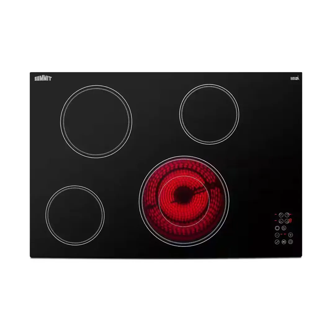 Summit CR4B30T11B 30" Electric Radiant Cooktop w/ (4) Burners, Black Ceramic Glass, Digital Controls, 6.7 kW, 240v
