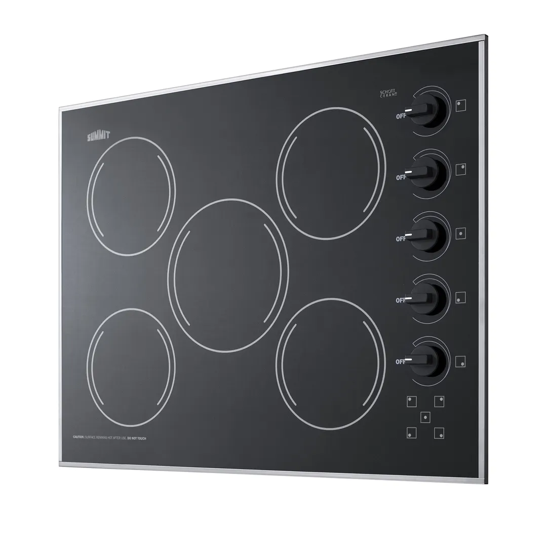 Summit CR5B273B 27" Electric Radiant Cooktop w/ (5) Burners, Black Ceramic Glass, Manual Controls, 6.6 kW, 230v