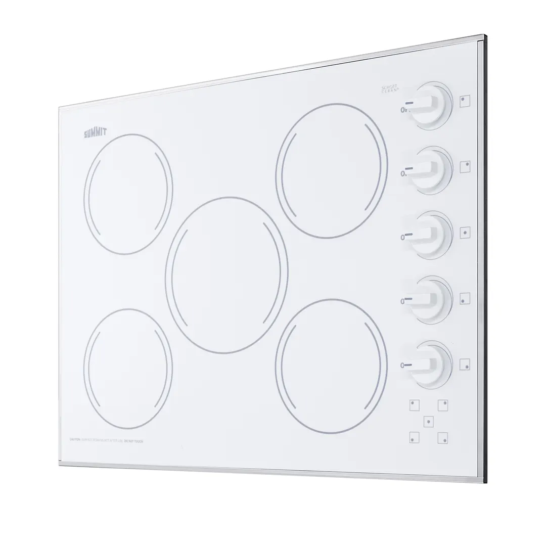 Summit CR5B274W 27" Electric Radiant Cooktop w/ (5) Burners, White Ceramic Glass, Manual Controls, 6.6 kW, 230v