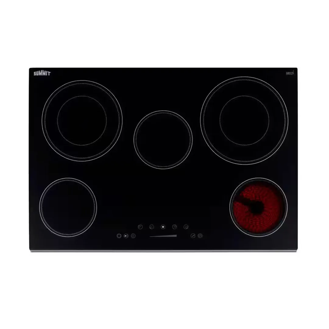 Summit CR5B30T7B 30" ElectricRadiant Cooktop w/ (5) Burners, Black Ceramic Glass, Digital Controls, 7.2 kW, 240v