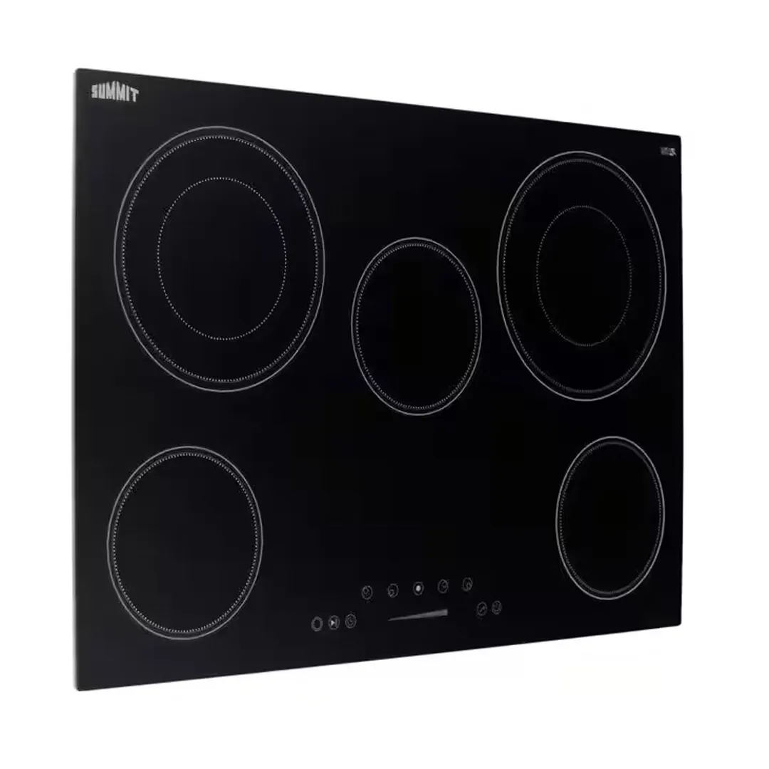 Summit CR5B30T7B 30" ElectricRadiant Cooktop w/ (5) Burners, Black Ceramic Glass, Digital Controls, 7.2 kW, 240v