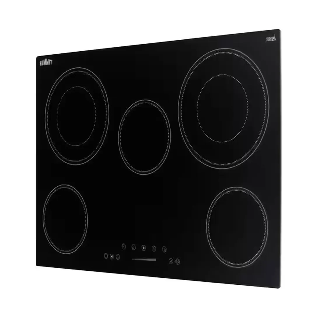 Summit CR5B30T7B 30" ElectricRadiant Cooktop w/ (5) Burners, Black Ceramic Glass, Digital Controls, 7.2 kW, 240v