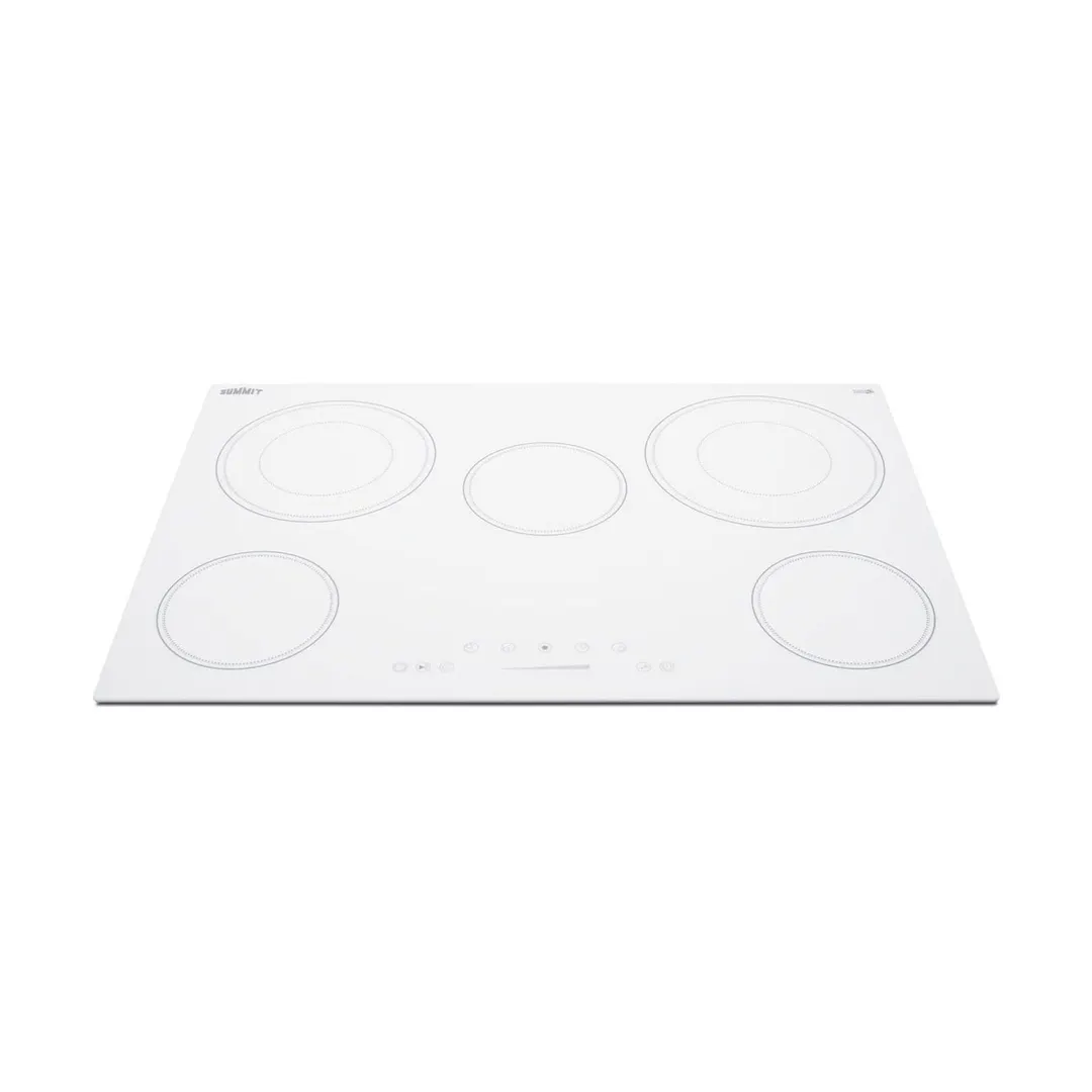 Summit CR5B30T8W 30" Electric Radiant Cooktop w/ (5) Burners, White Ceramic Glass, Digital Controls, 7.2 kW, 240v