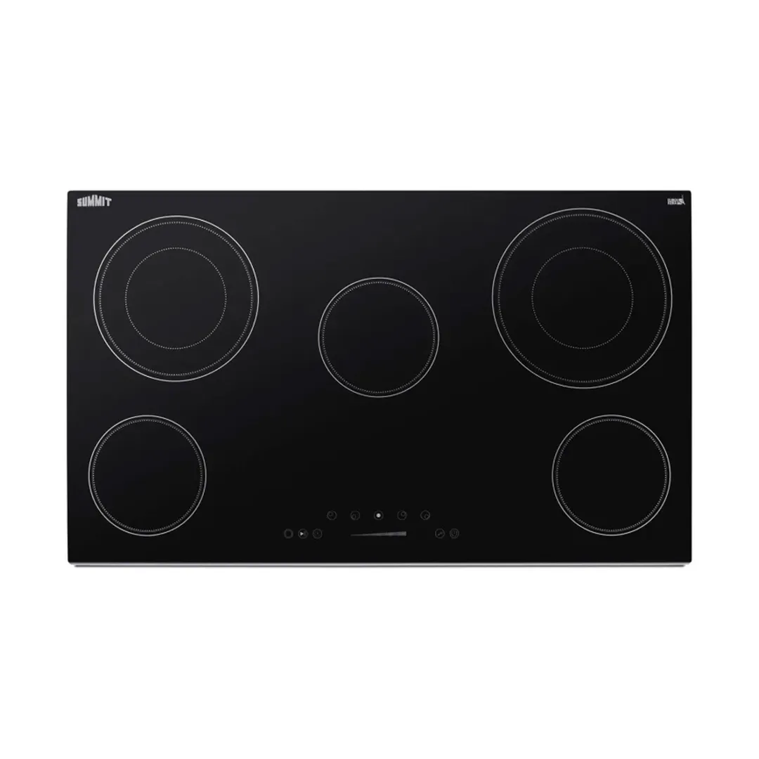 Summit CR5B36T9B 35" Electric Radiant Cooktop w/ (5) Burners, Black Ceramic Glass, Digital Controls, 7.7 kW, 240v