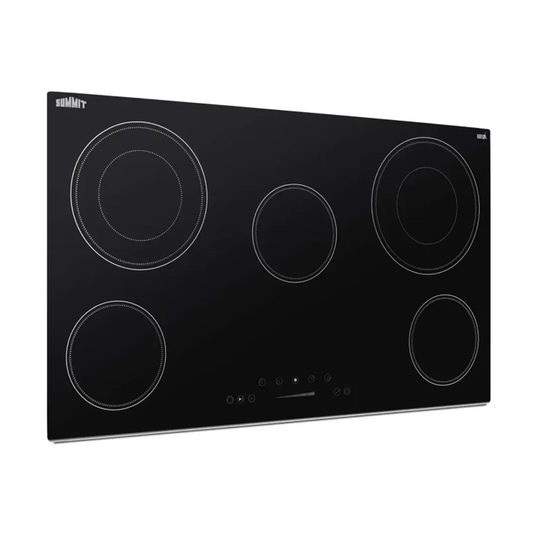 Summit CR5B36T9B 35" Electric Radiant Cooktop w/ (5) Burners, Black Ceramic Glass, Digital Controls, 7.7 kW, 240v
