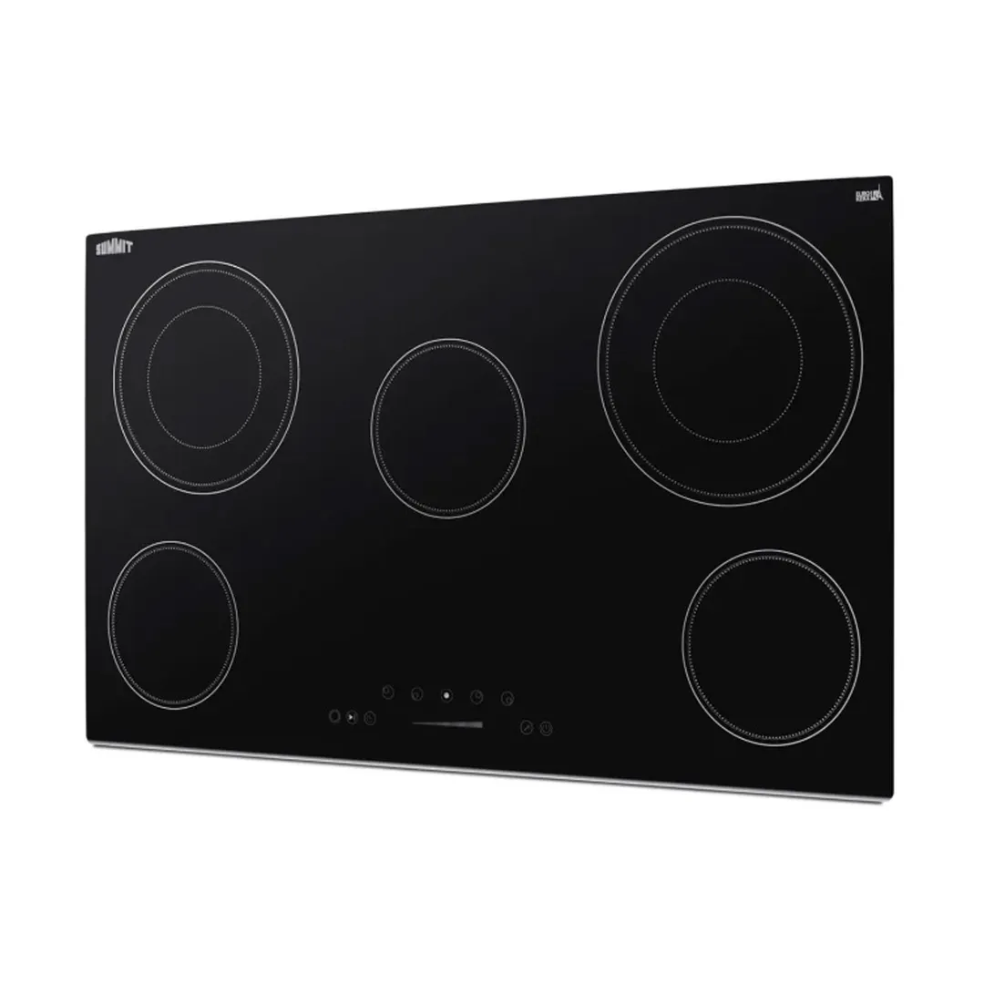 Summit CR5B36T9B 35" Electric Radiant Cooktop w/ (5) Burners, Black Ceramic Glass, Digital Controls, 7.7 kW, 240v