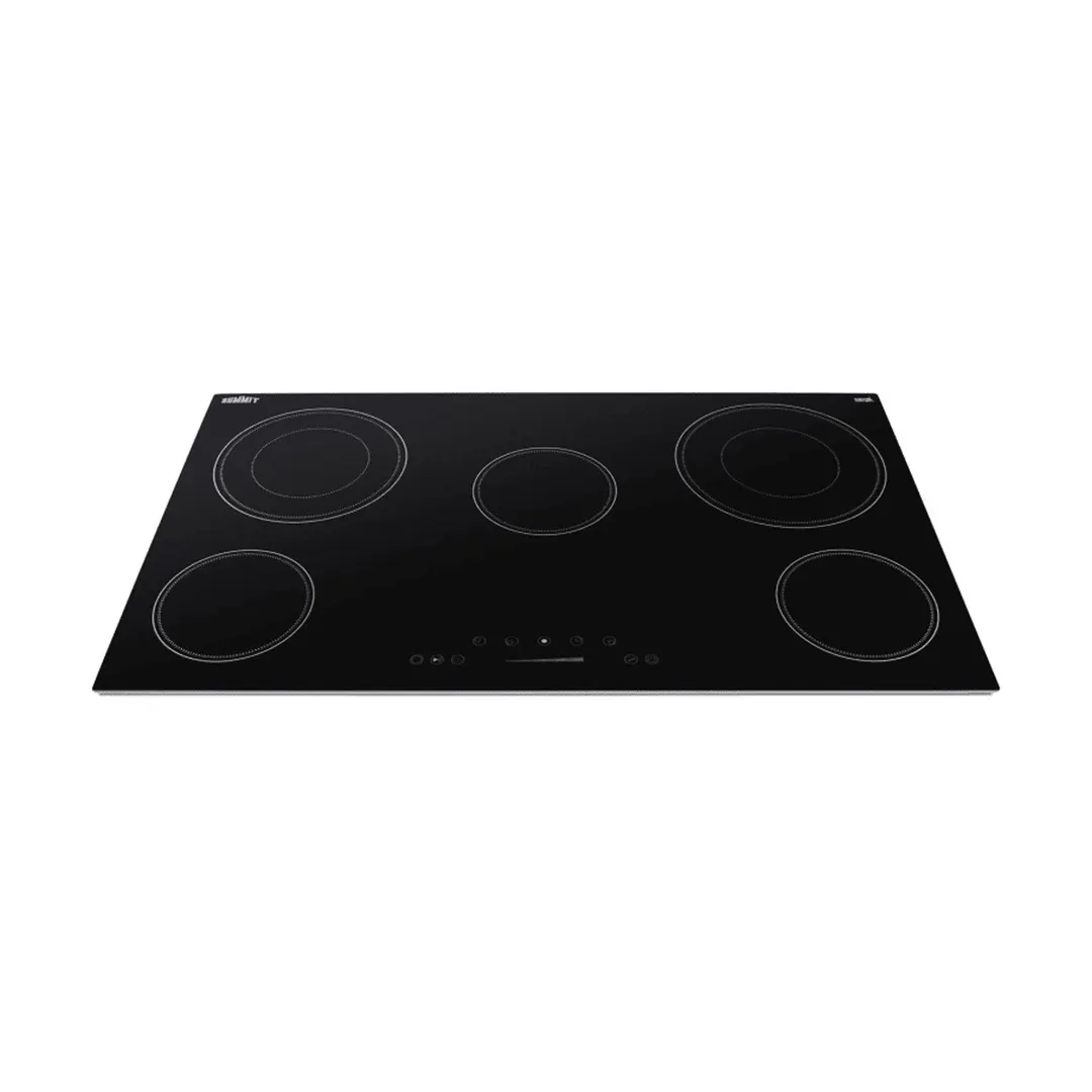 Summit CR5B36T9B 35" Electric Radiant Cooktop w/ (5) Burners, Black Ceramic Glass, Digital Controls, 7.7 kW, 240v