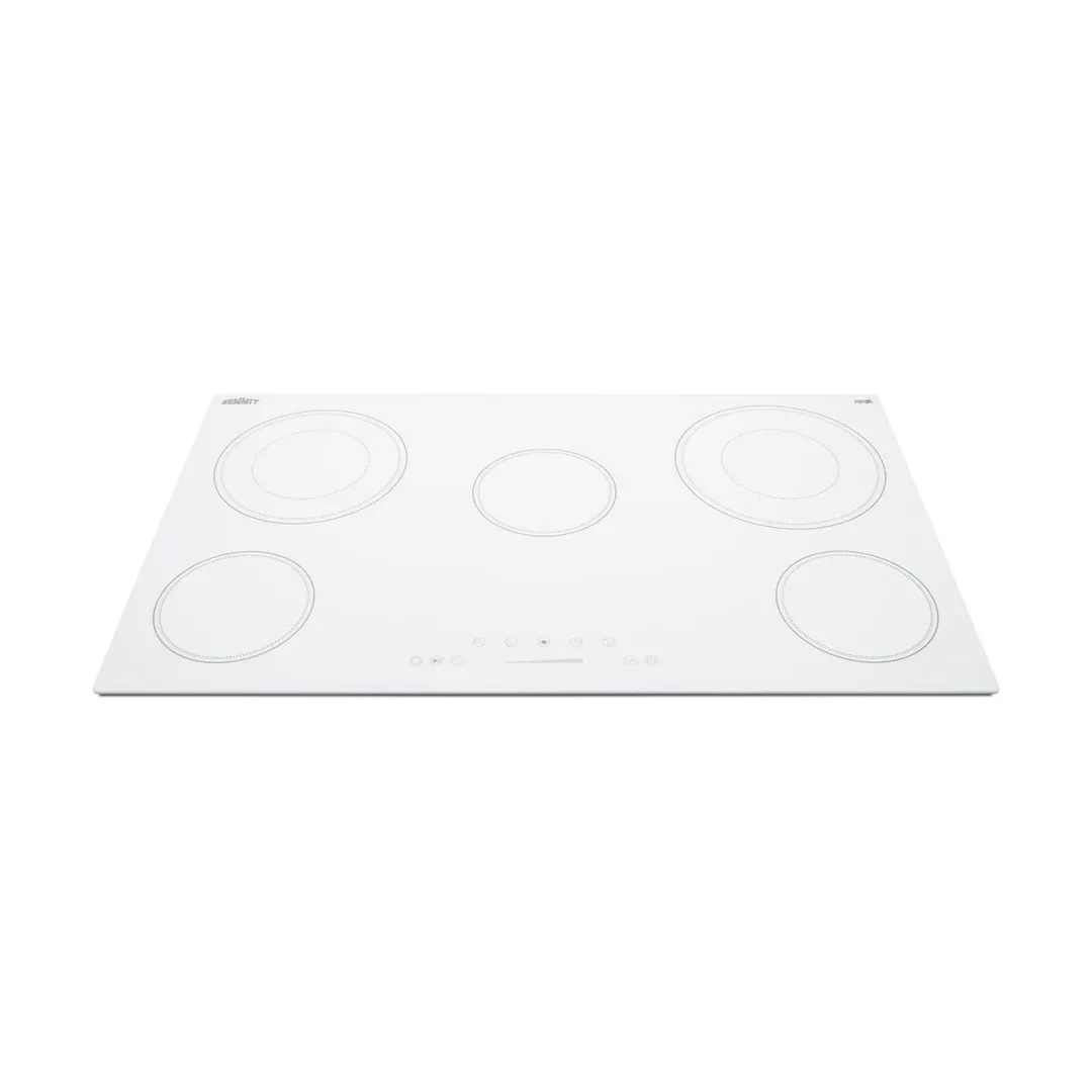 Summit CR5B36TXW 35" Electric Radiant Cooktop w/ (5) Burners, White Ceramic Glass, Digital Controls, 7.7 kW, 240v