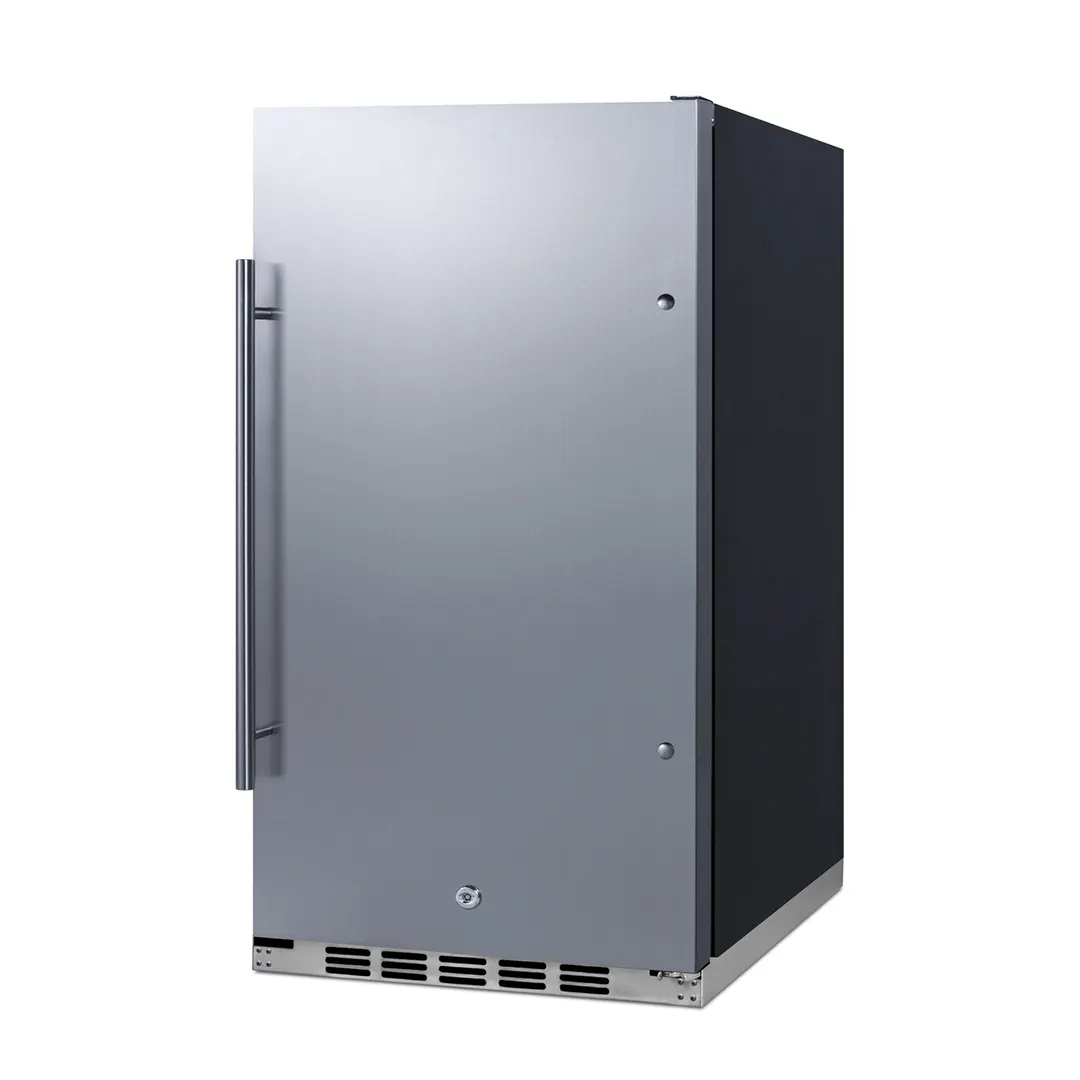 Summit FF195H34 19" Built-in or Freestanding Undercounter Refrigerator in Black, Stainless Steel Door, 3.13 cu. ft