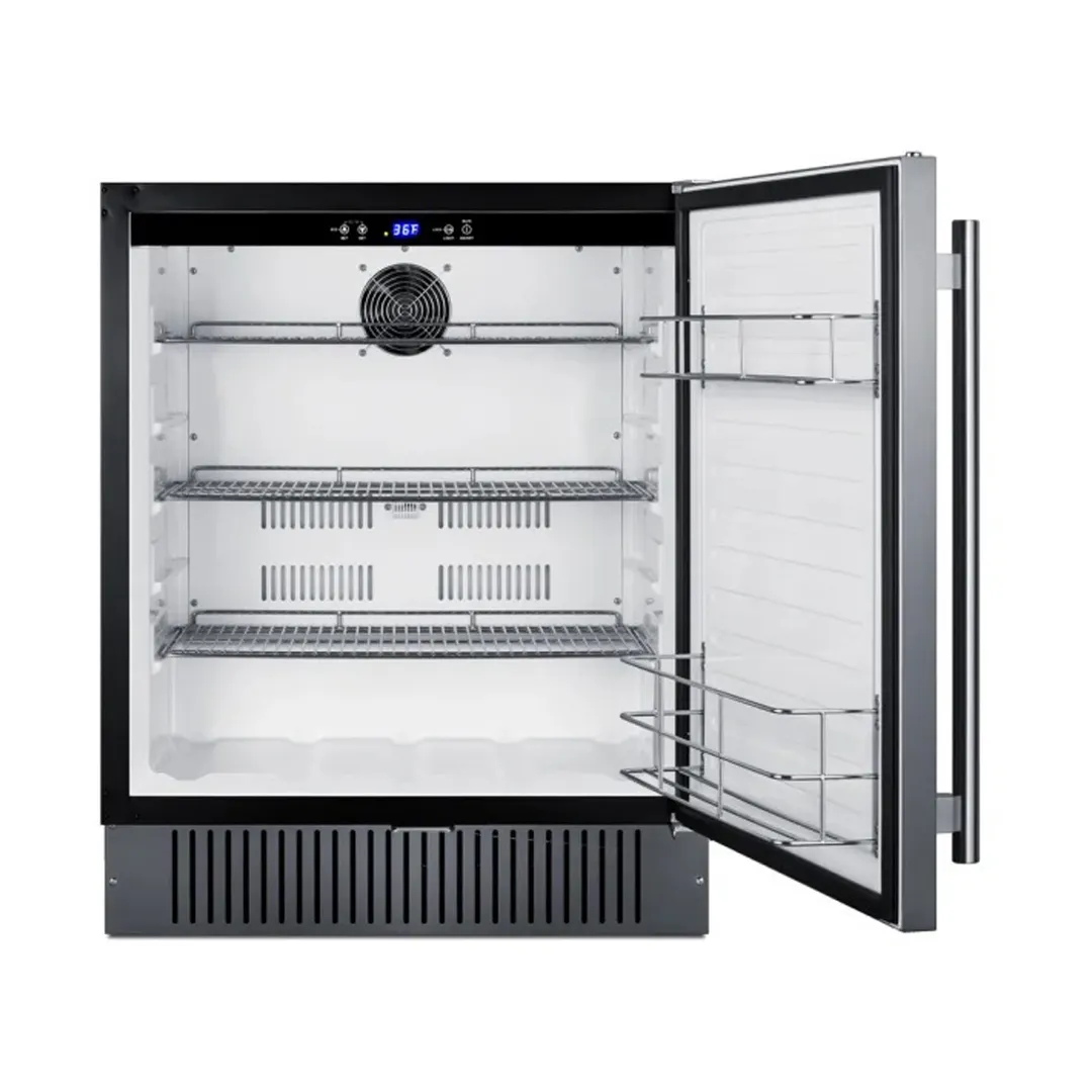 Summit FF27BSS 27" Built-in Undercounter Refrigerator in Black, Stainless Steel Door, 5 cu. ft.