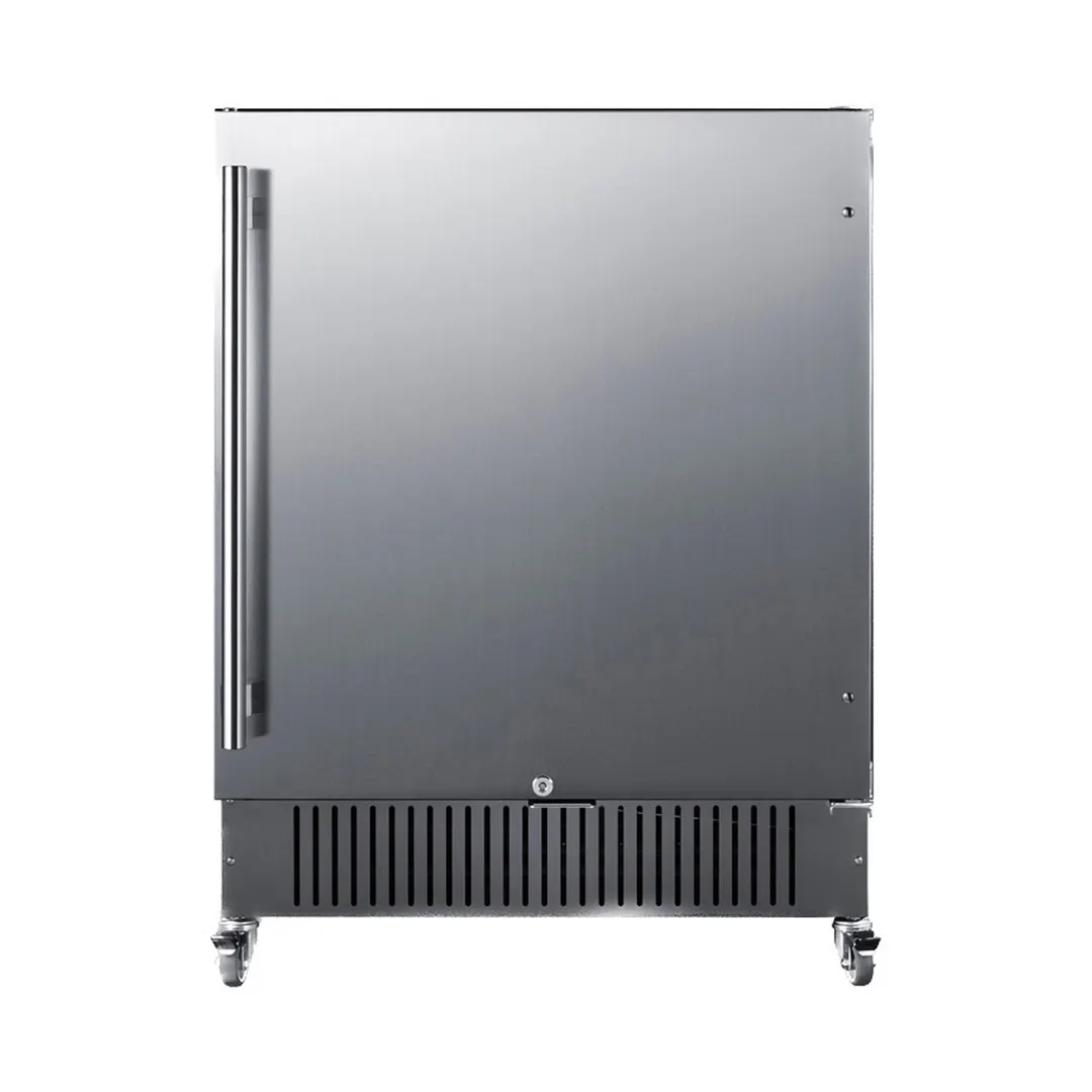 Summit FF27BSSCAS 27" Built-in Undercounter Refrigerator in Black, Stainless Steel Door, w/ Casters, 5 cu. ft.
