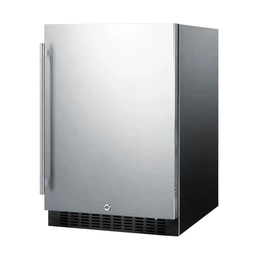 Summit FF64BSS 24" Built-in or Freestanding Refrigerator in Black, Stainless Steel Door, 4.6 cu. ft.