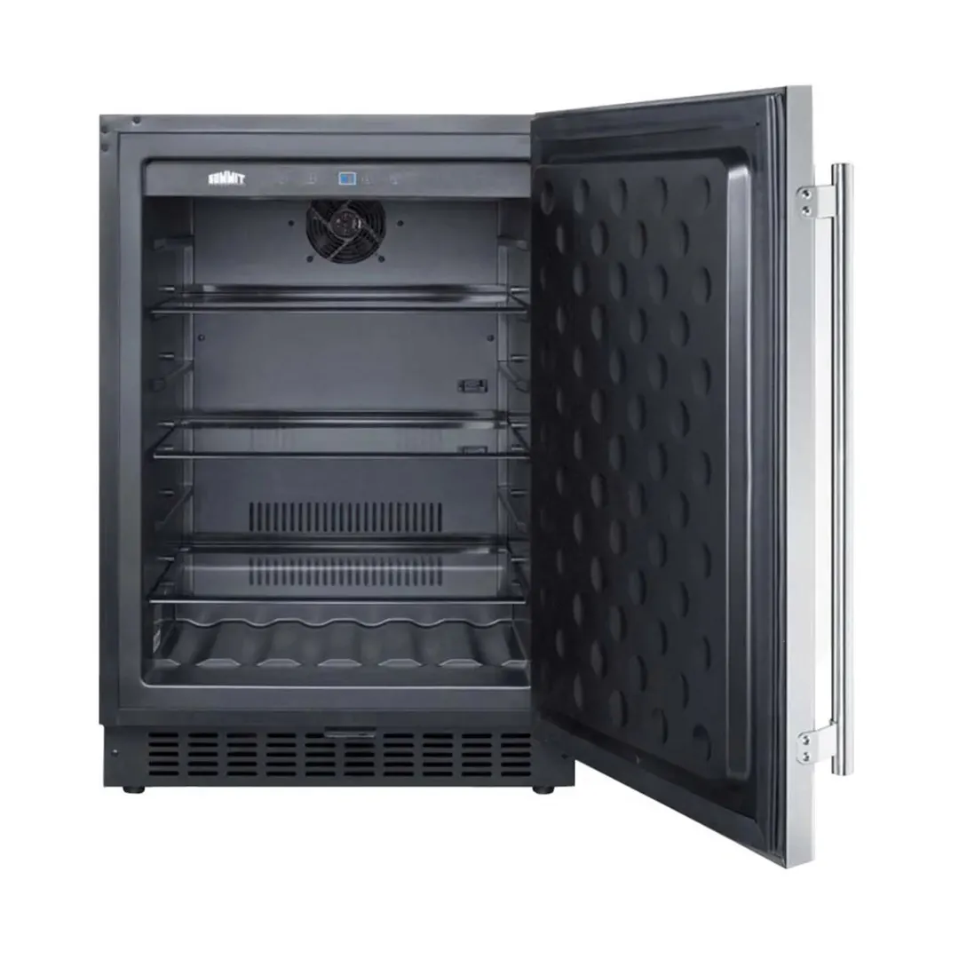 Summit FF64BSS 24" Built-in or Freestanding Refrigerator in Black, Stainless Steel Door, 4.6 cu. ft.