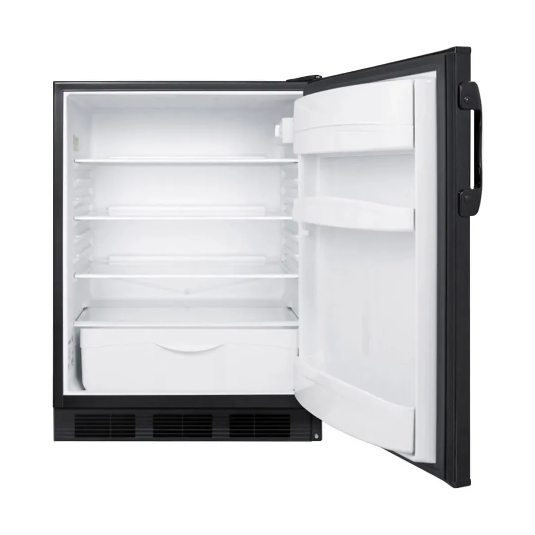 Summit FF6BK7 24" Freestanding Undercounter Refrigerator in Black, w/ Door Storage, 5.5 cu. ft.