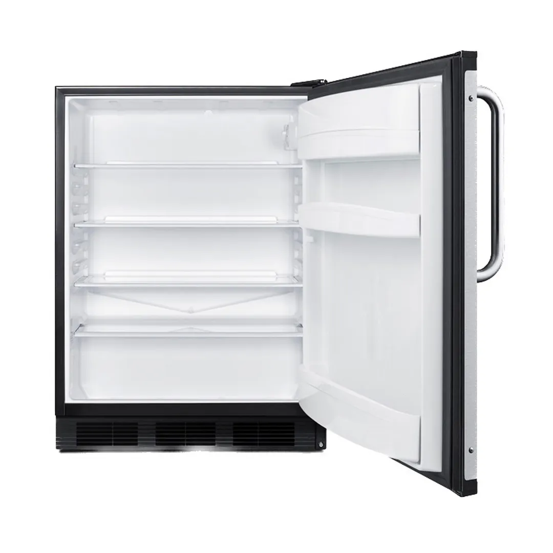 Summit FF6BK7BZADA 24" Reach-In Refrigerator in Black, Right Hinged Door, ADA Compliant, 5.5 cu. ft.