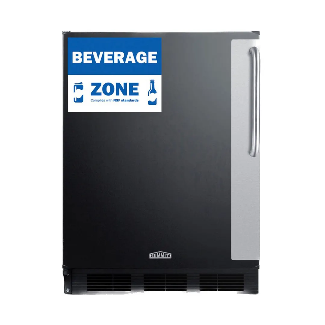Summit FF6BK7BZLHD 24" Reach-In Refrigerator in Black, Left Hinged Door, w/ Door Storage, 5.5 cu. ft.