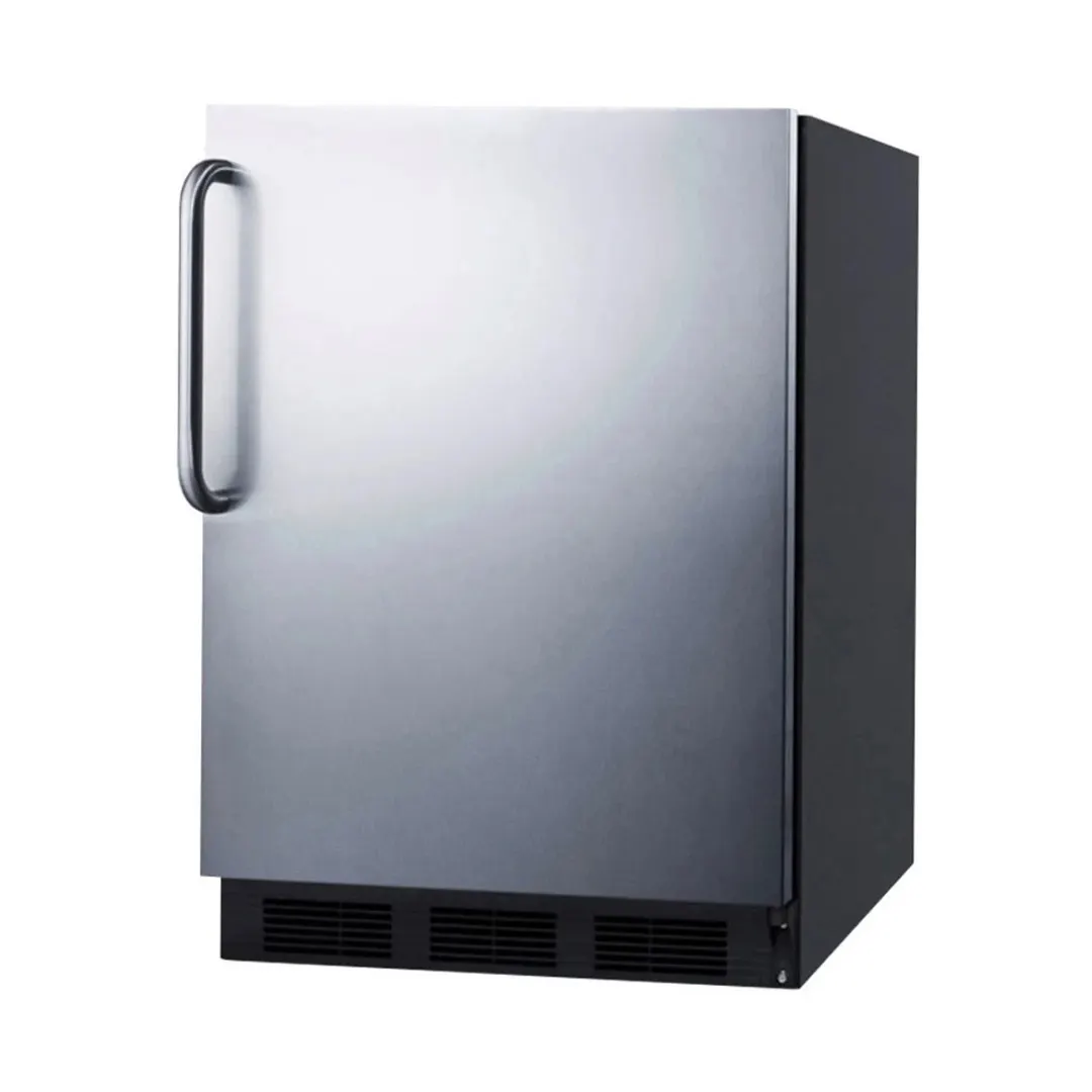 Summit FF6BK7SSTB 24" Freestanding Undercounter Refrigerator in Black, Stainless Steel Door, 5.5 cu. ft.