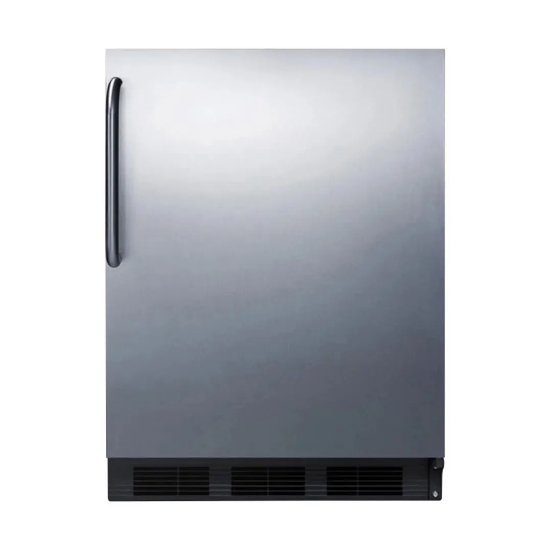 Summit FF6BK7SSTB 24" Freestanding Undercounter Refrigerator in Black, Stainless Steel Door, 5.5 cu. ft.