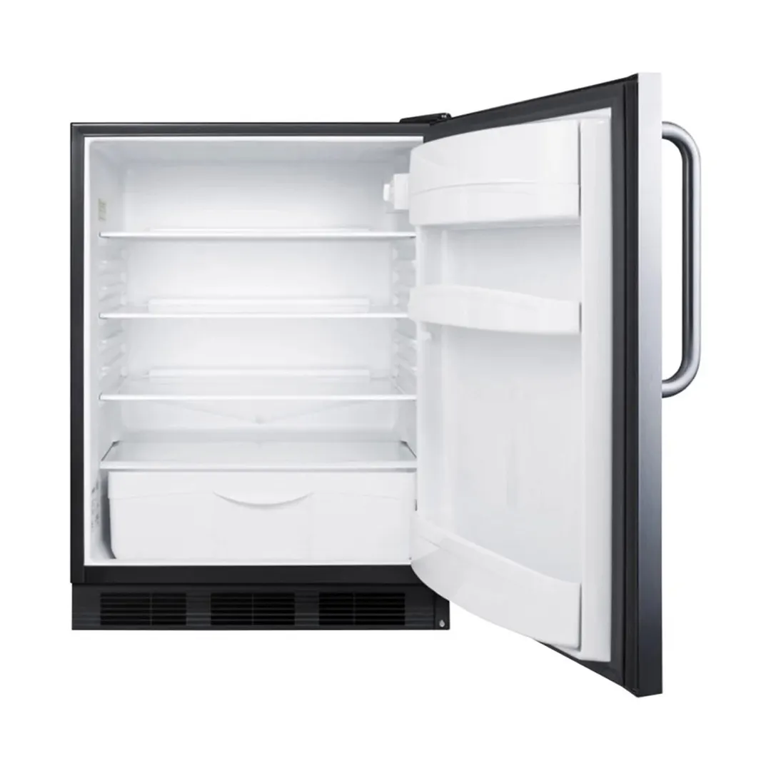 Summit FF6BK7SSTB 24" Freestanding Undercounter Refrigerator in Black, Stainless Steel Door, 5.5 cu. ft.
