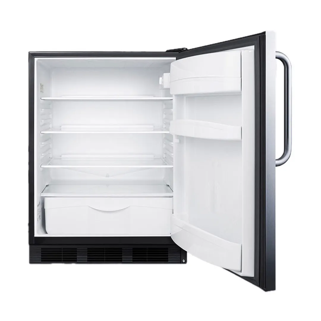 Accucold FF6BKBI7SSTBADA Stainless Steel Door Undercounter Refrigerator in Black, ADA Compliant, 5.5 cu. ft.