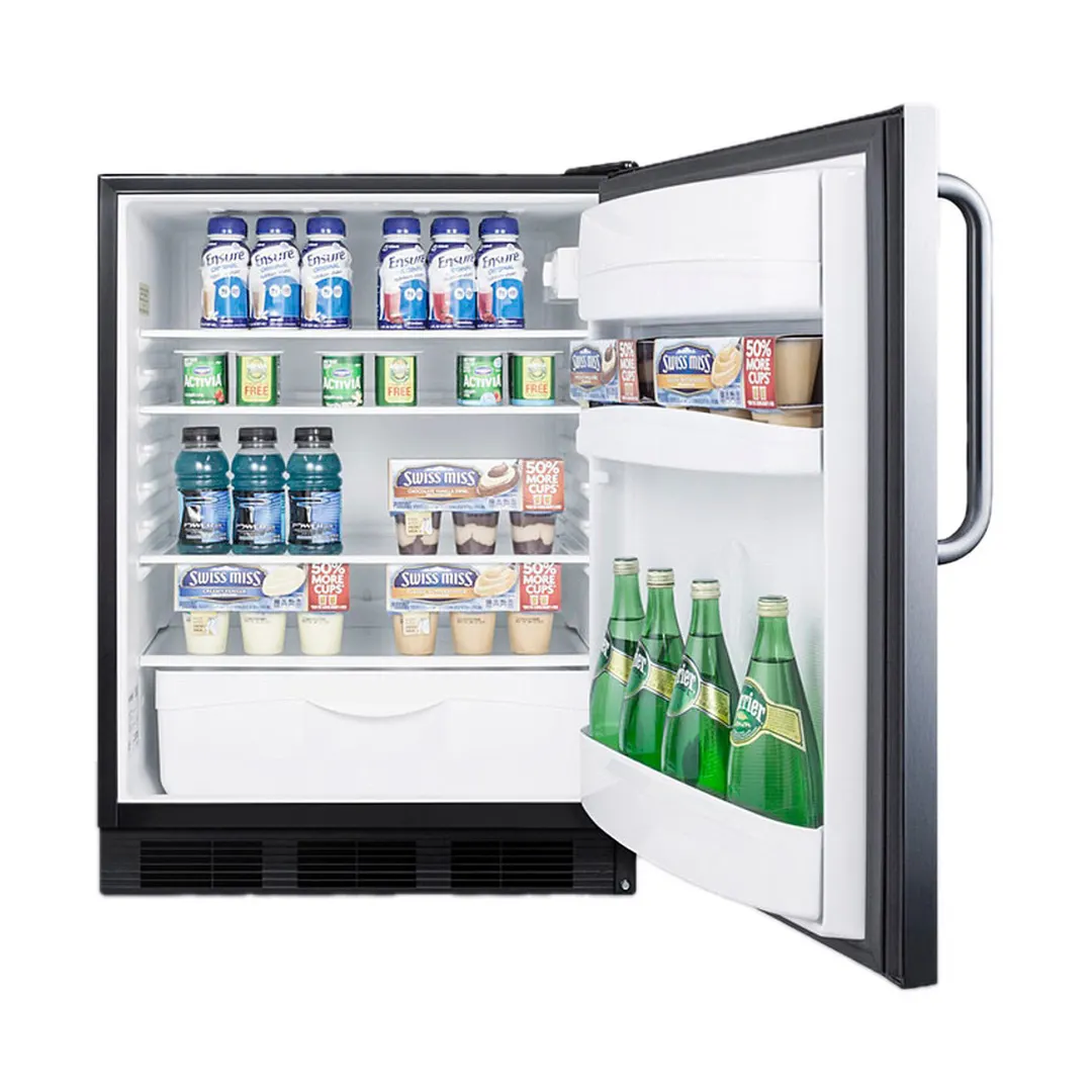 Accucold FF6BKBI7SSTBADA Stainless Steel Door Undercounter Refrigerator in Black, ADA Compliant, 5.5 cu. ft.
